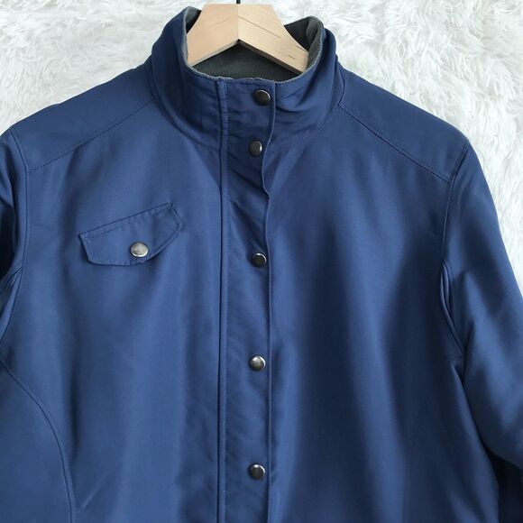 Duluth Trading Nylon Jacket Blue Fleece Lined Full Zip Snap Button Womens Medium - Picture 2 of 9
